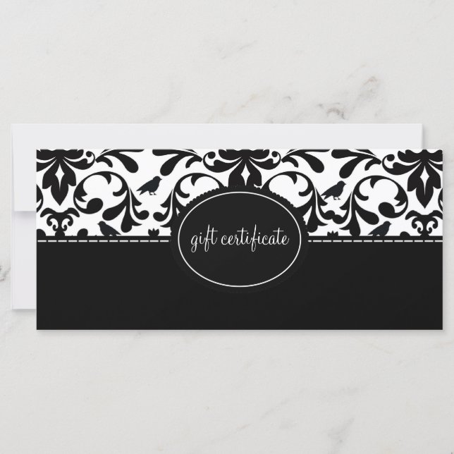 Damask Birds Boutique Style Gift Certificates (Front)
