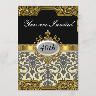 Damask Birthday Party Glamour Hot Invitation