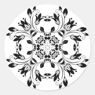 Damask black and white Sticker