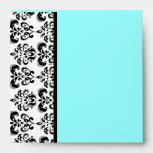 DAMASK ,black and white turquase blue Envelopes