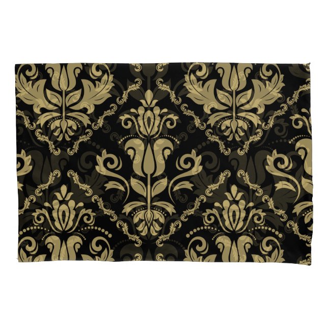 Damask Black Gold: Classic Ornament. Pillowcase (Front)
