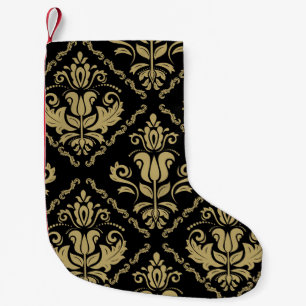 Damask Black Gold: Classic Ornament. Small Christmas Stocking