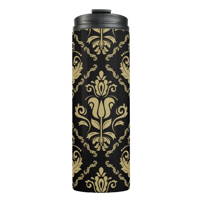 Damask Black Gold: Classic Ornament. Thermal Tumbler (Front)