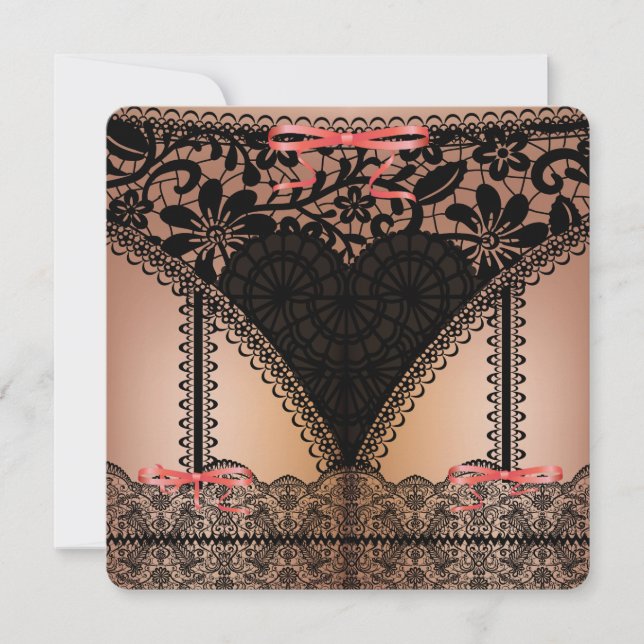 Damask Black Lace Lingerie Invitation (Front)