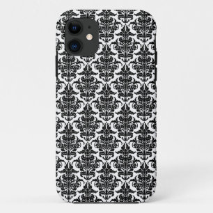 Damask - Black on White iPhone Case