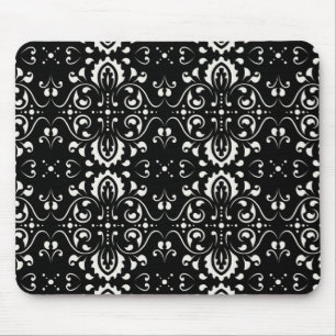 Damask - (Black & white) Mouse Pad