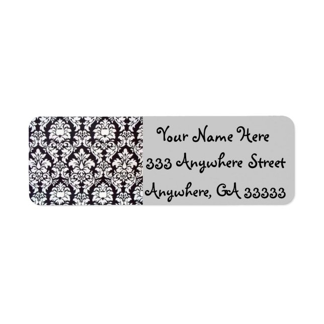 Damask black & white return address labels (Front)