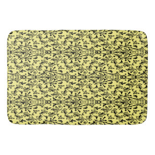 Damask Black & Yellow Bath Mat