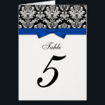 Damask Blue Bow Table Seating Number<br><div class="desc">Elegant and stylish damask with bow table seating number.  Fully customisable.  Matching wedding stationery is available from this store.</div>