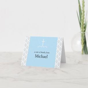 Damask Blue Cross Note Card