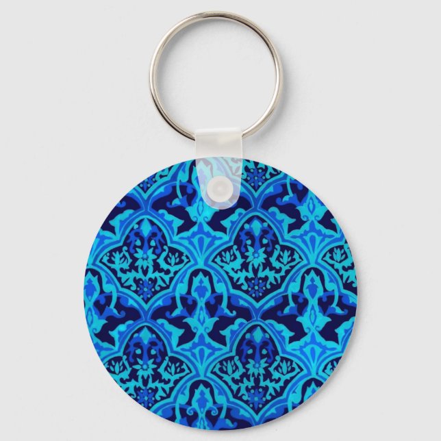 Damask blue key ring (Front)
