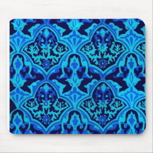 Damask blue mouse pad