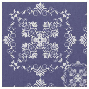 Damask Blue pattern. Fabric