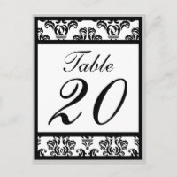 Damask Border Table Numbers (Black/Silver/White)