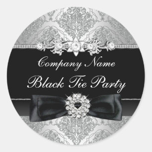 Damask & Bow Corporate Black Tie Party Sticker