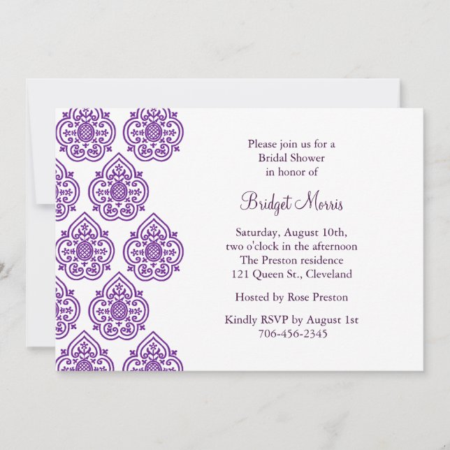 Damask Bridal Shower Invitation (Front)