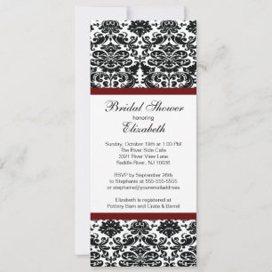 Damask Bridal Shower Invitation Burgundy Wine