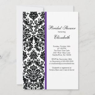 Damask Bridal Shower Invitation Eggplant Purple