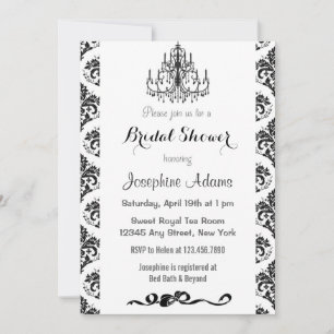 Damask Bridal Shower Invites Black and White