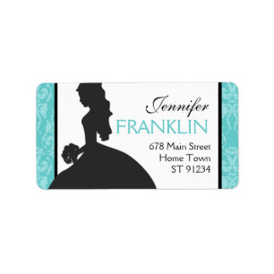 Damask Bride Address Label (Teal)
