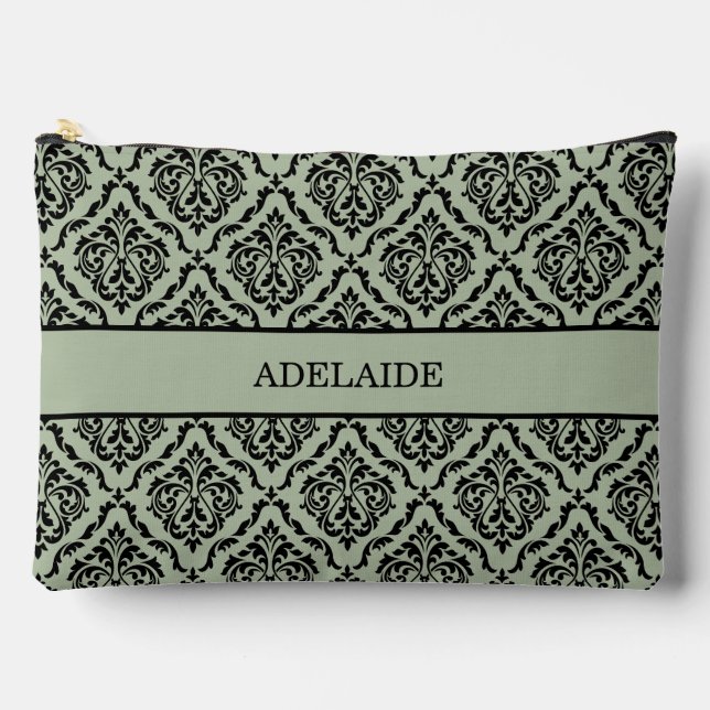 Damask Bride Tribe Bridal Party Sage Green Accessory Pouch (Front)