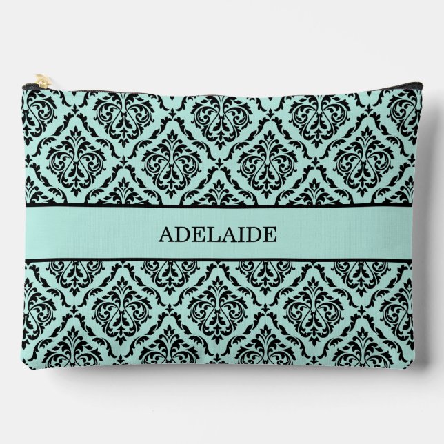 Damask Bride Tribe Bridal Party Turquoise Accessory Pouch (Front)