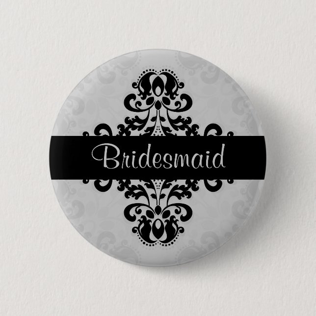 Damask bridesmaid wedding 6 cm round badge (Front)