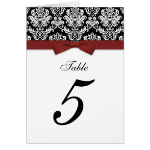 Damask Burgundy Bow Table Seating Number
