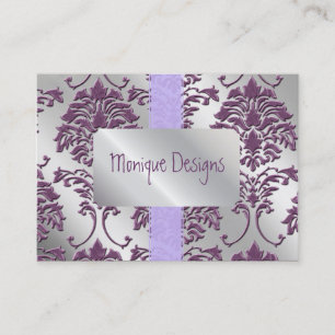 Damask business card, brushed steel card