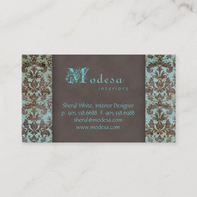 Damask Business Card Interior Design 6 (Front)