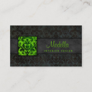 Damask Business Card Interior Design Lime