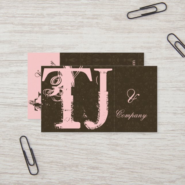 Damask Business Card with dash of urban (Front/Back In Situ)