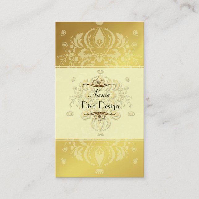 Damask BusinessCard gold tone on tone Business Card (Front)