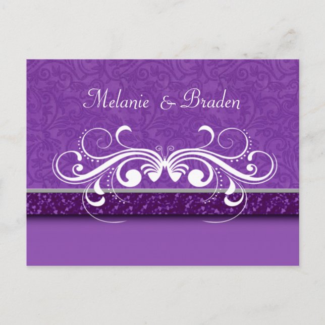 Damask Butterfly Save the Date Invitation (Front)