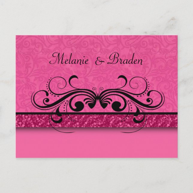 Damask Butterfly Save the Date Invitation (Front)