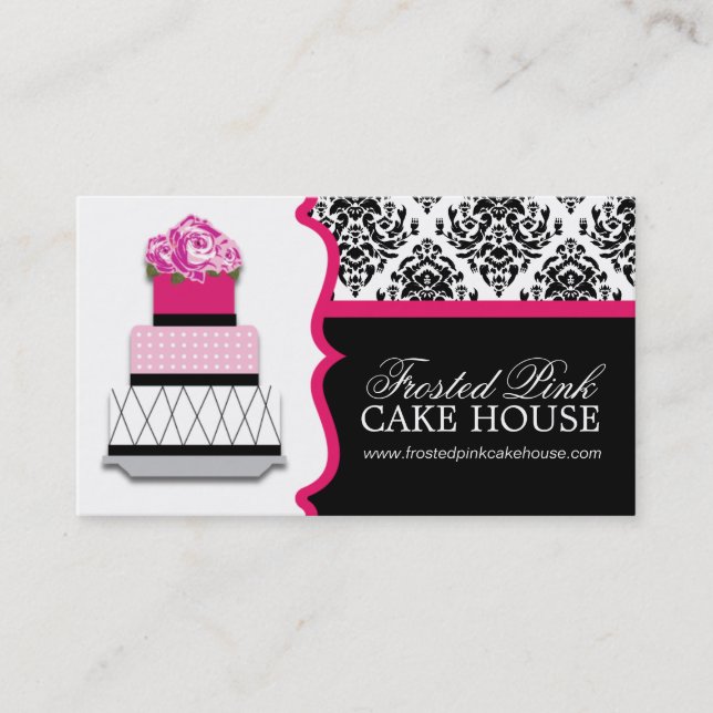Damask Cake Bakery Business Cards (Front)