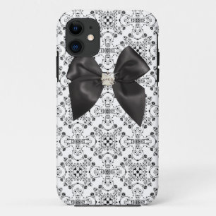 Damask case with black satin bow