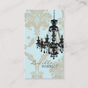 Damask Chandelier 2 Business Card (Mint)