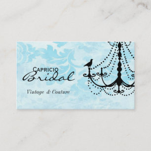 Damask Chandelier Business Card-Aqua 2 Card