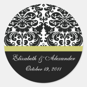 Damask Chartreuse Green Bridal Shower Sticker