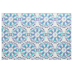 damask circles pattern.Monogram. Fabric