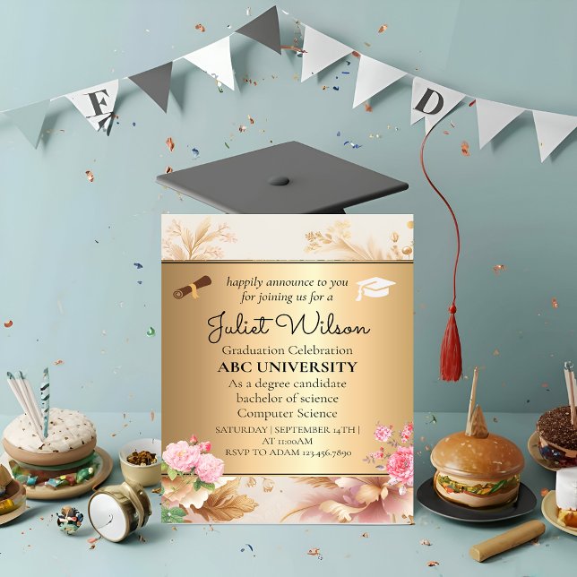damask college university graduation commencement invitation (Creator Uploaded)