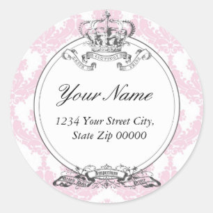 Damask Crown Address Sticker <Peach>