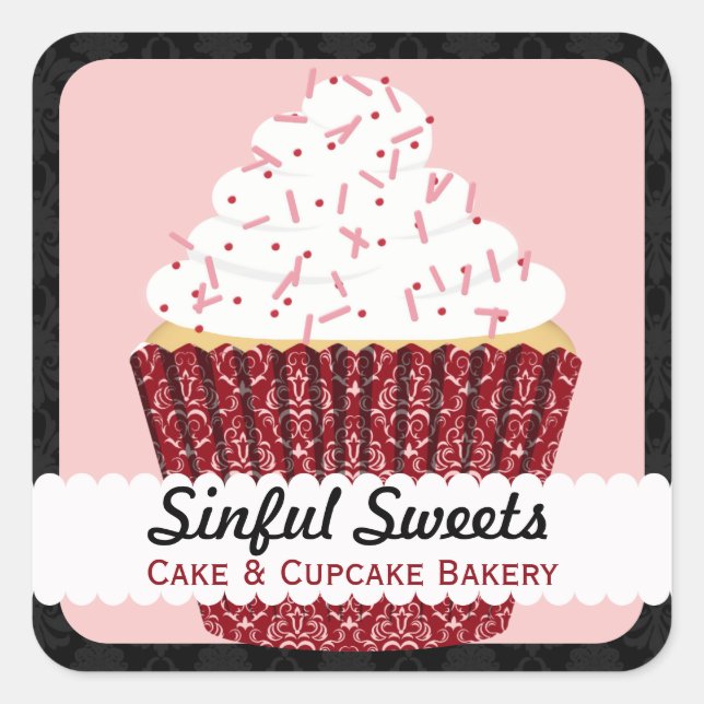 Damask Cupcake & Black Damask : Sticker (Front)