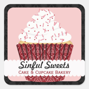 Damask Cupcake & Black Damask : Sticker