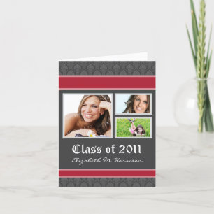 Damask Custom Graduation Announcement (maroon)
