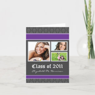 Damask Custom Graduation Announcement (purple)