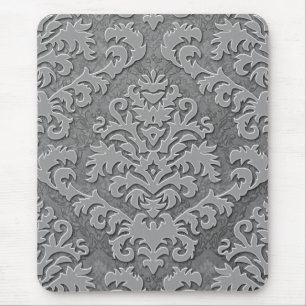Damask Cut Velvet, Double Damask Monotone Mouse Pad