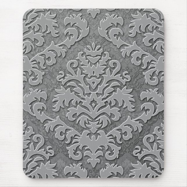 Damask Cut Velvet, Double Damask Monotone Mouse Pad (Front)