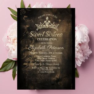 Damask Dark Gothic Sweet 16 Invitation